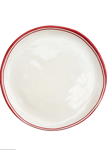 Simple Round Dinner Plate with Red Edge