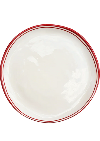 Simple Round Dinner Plate with Red Edge