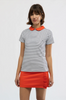 Belle Polo - White Navy Stripe