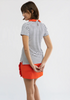 Belle Polo - White Navy Stripe