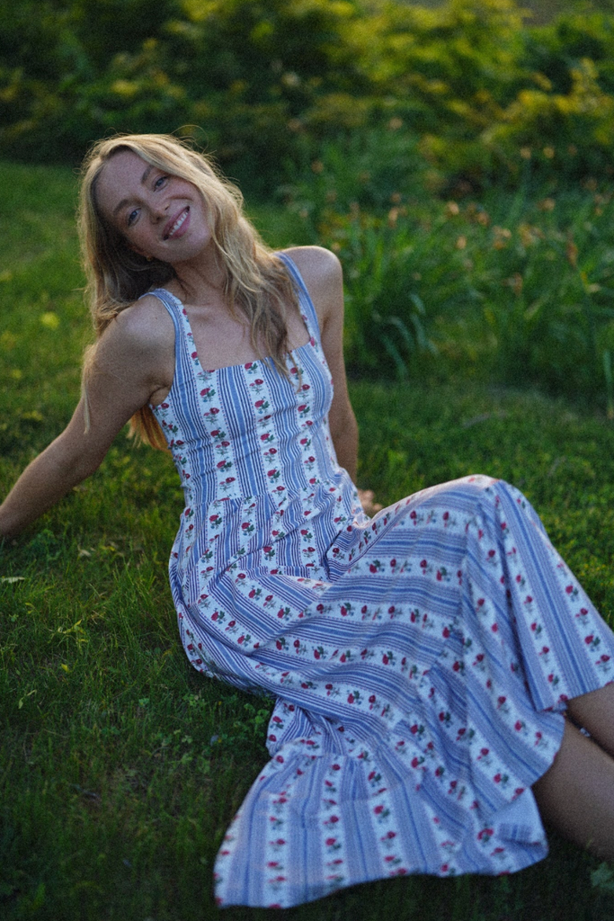 Bernadette Dress - Field Flower Stripe