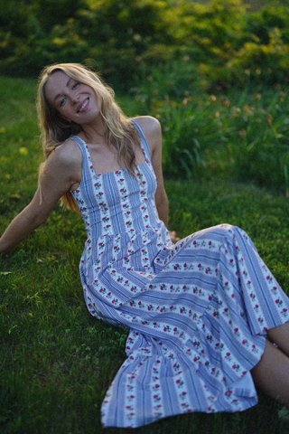 Bernadette Dress - Field Flower Stripe