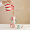 Hand-Painted Stoneware Striped Pitcher