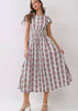 Floral Stripe Smocked Waist Midi Dress