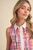 Plaid Patchwork Collared A-Line Mini Dress