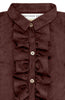 Gretchen Scott LLC - Ruffle Rumble Blouse - Ultra Suede - Brown / M