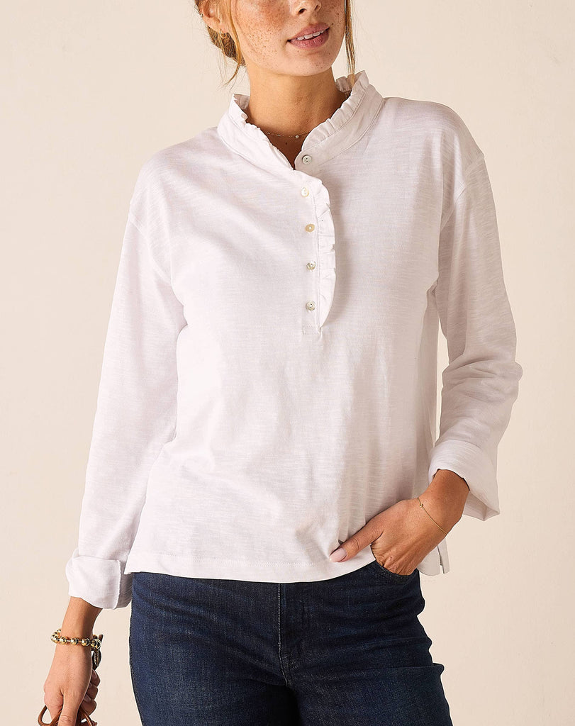 Josephine Long Sleeve Ruffle Henley