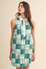 Plaid Patchwork Collared A-Line Mini Dress