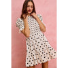 Polka Dot Smocked Bodice Puff Sleeve Mini Dress