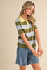 Striped Sweater Knit Short Sleeve Polo