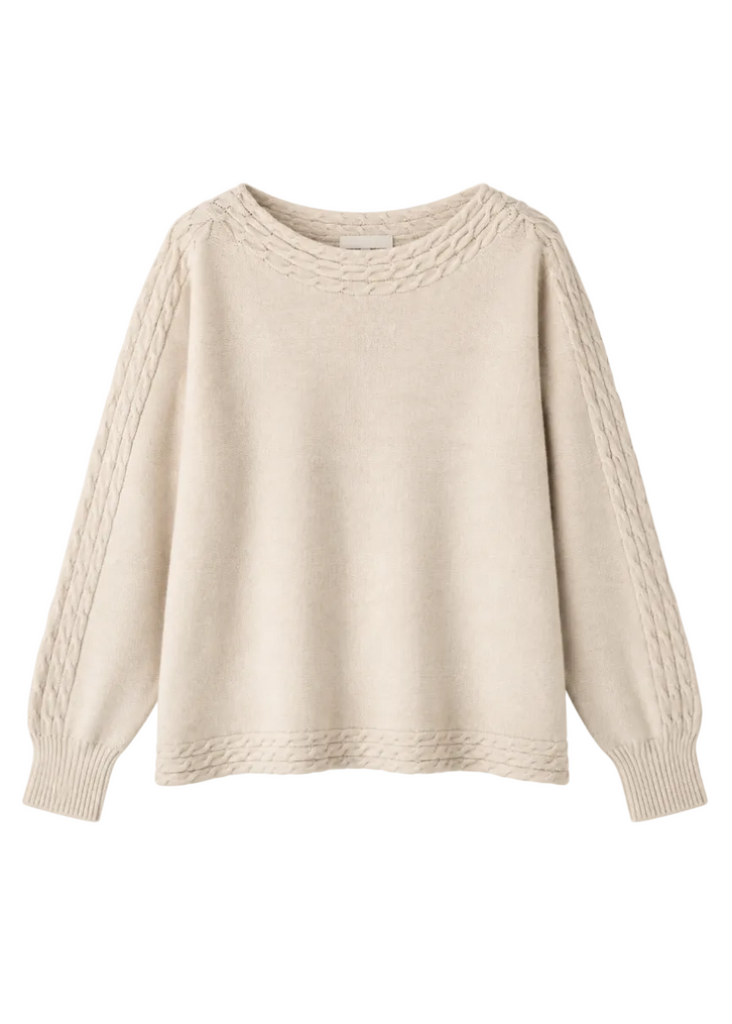 Heavenly-Luxe Cable Knit Detail Dolman Sweater