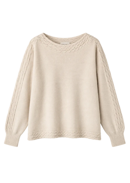 Heavenly-Luxe Cable Knit Detail Dolman Sweater