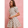 Polka Dot Smocked Bodice Puff Sleeve Mini Dress