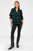 Gretchen Scott LLC - Ruffleneck Tunic - Black Watch Plaid - Navy/Green / L