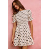 Polka Dot Smocked Bodice Puff Sleeve Mini Dress