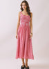 Gingham Smocked Bodice Midi Dress
