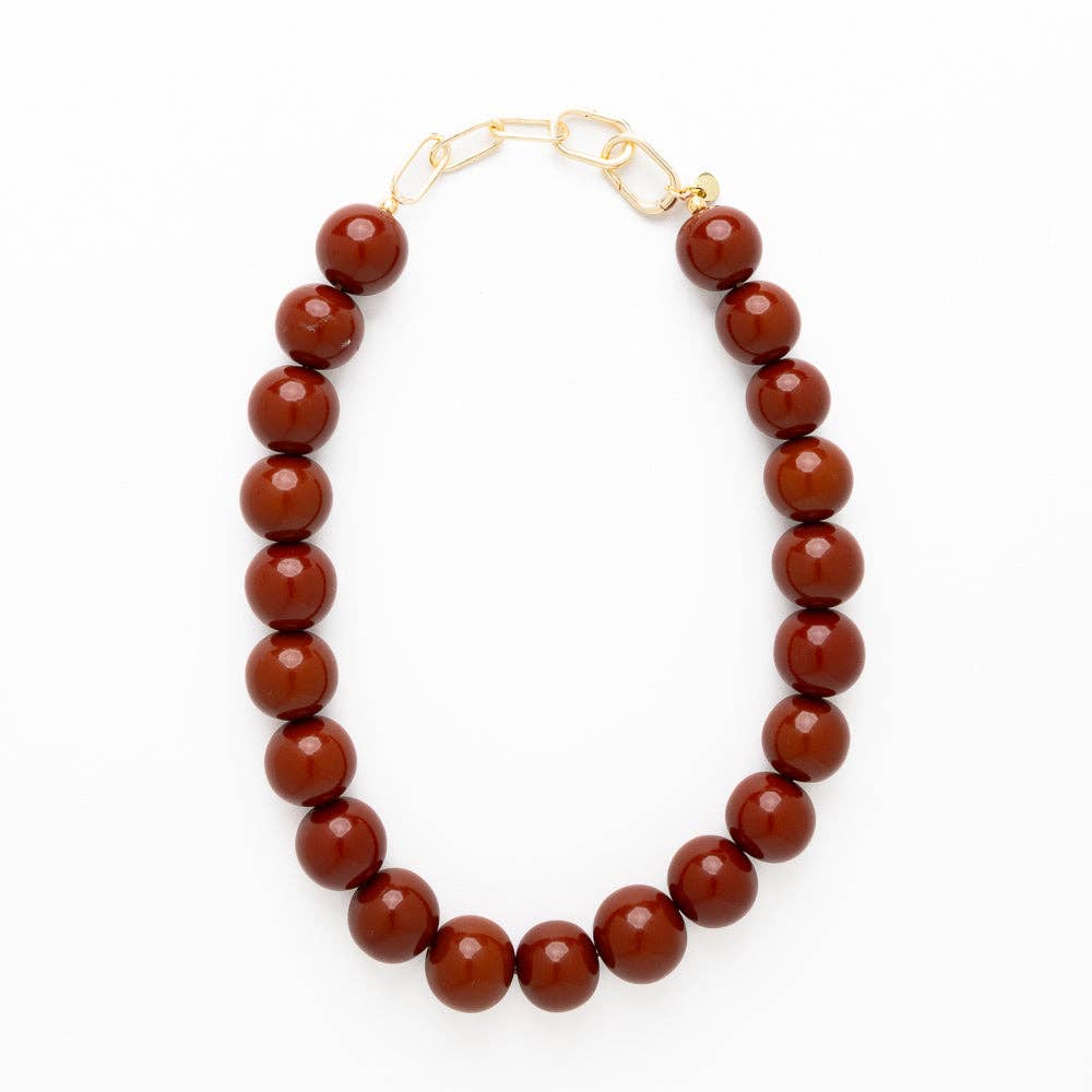 INK + ALLOY - Iris Large Resin Bead Necklace Brown