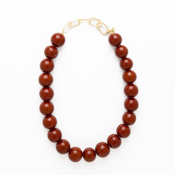 INK + ALLOY - Iris Large Resin Bead Necklace Brown
