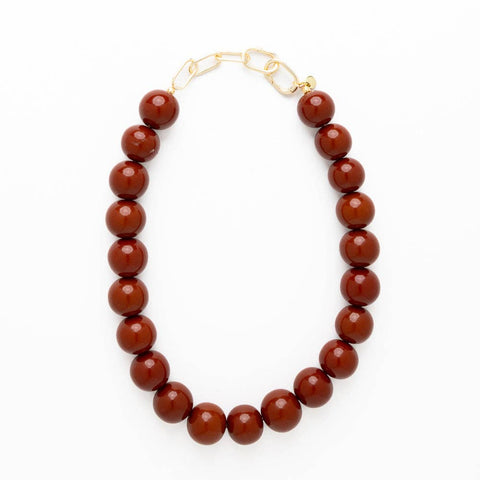 INK + ALLOY - Iris Large Resin Bead Necklace Brown