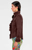 Gretchen Scott LLC - Ruffle Rumble Blouse - Ultra Suede - Brown / L