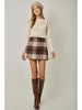 Multi Plaid Wool Blend Mini Skirt