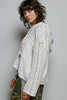 Oversize Fit V-Neck Hooded Cable Knit Chenille Sweater