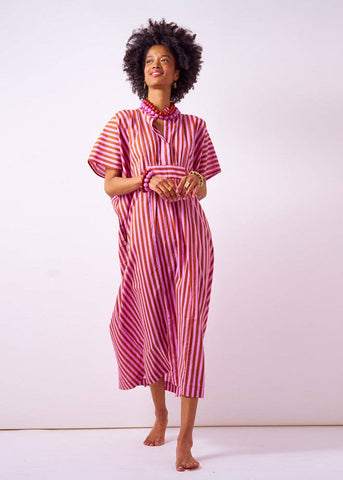 INK + ALLOY - Margot Stripe Kaftan Rust + Lilac