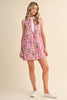 Plaid Patchwork Collared A-Line Mini Dress