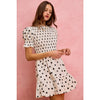 Polka Dot Smocked Bodice Puff Sleeve Mini Dress