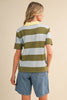 Striped Sweater Knit Short Sleeve Polo