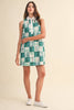Plaid Patchwork Collared A-Line Mini Dress