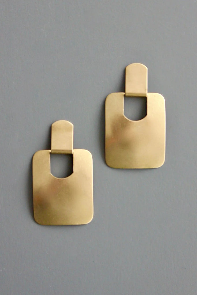 Geometric Brass Post Earrings