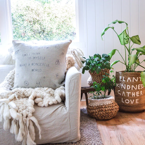 Pillow Collection - What A Wonderful World (Stone Washed Linen) - 24”x24