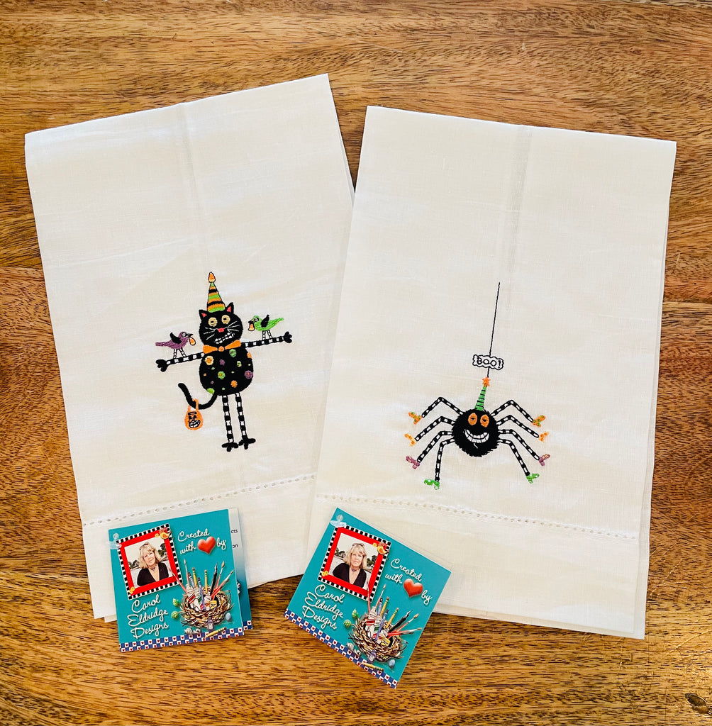 Spider and Cat Halloween Guest Towel