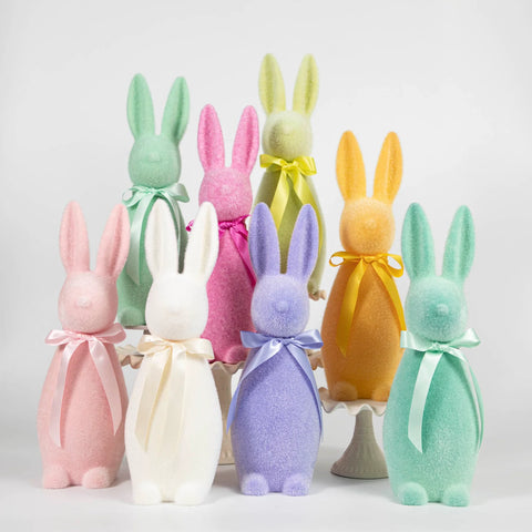 Flocked Pastel Button Nose Bunny