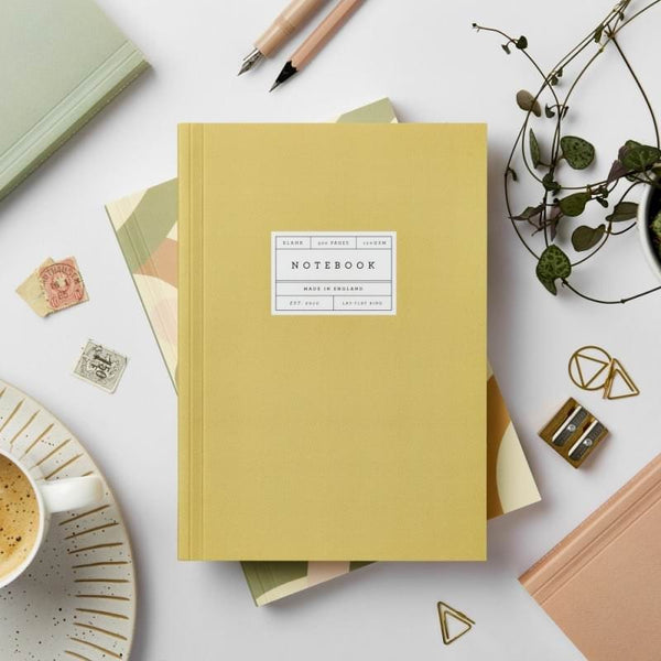 LAY FLAT NOTEBOOK IN MUSTARD