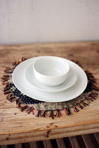 three piece white ceramic dinnerware