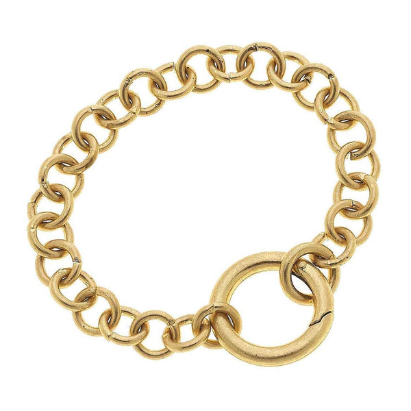 Zoe Spring Ring Chain Bracelet in Worn Gold