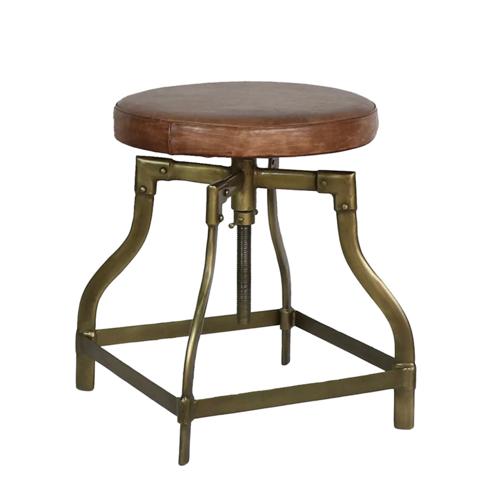 Brass Leather Piano Stool