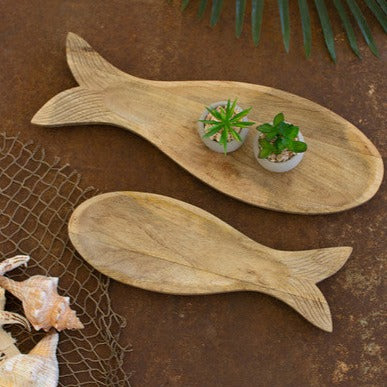 Carved Wooden Fish Platters