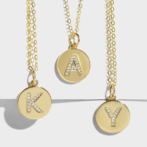 CZ Gold Bling Letter Necklace