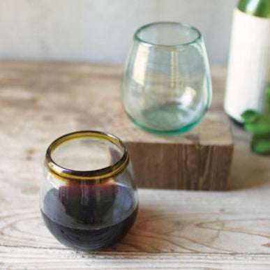 stemless wine glass /clear /set of 2