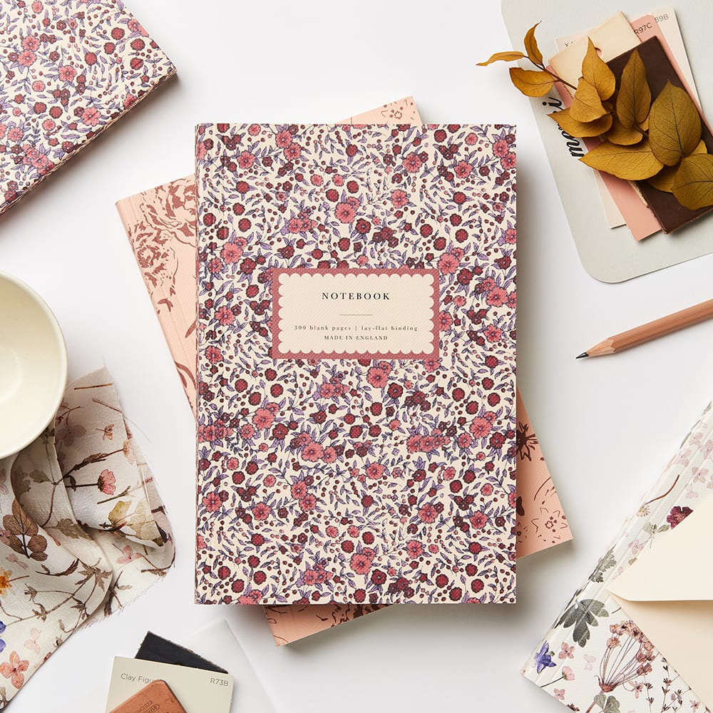 LAY FLAT NOTEBOOK IN HEIRLOOM WILD ROSE FLORAL