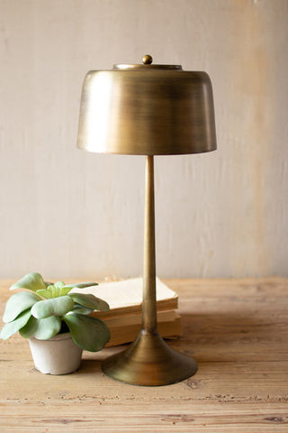 tall antique brass table lamp with brass shade