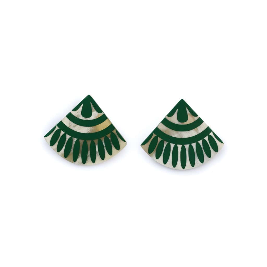 Green Porcelain Tile Earrings