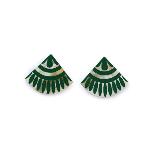 Green Porcelain Tile Earrings