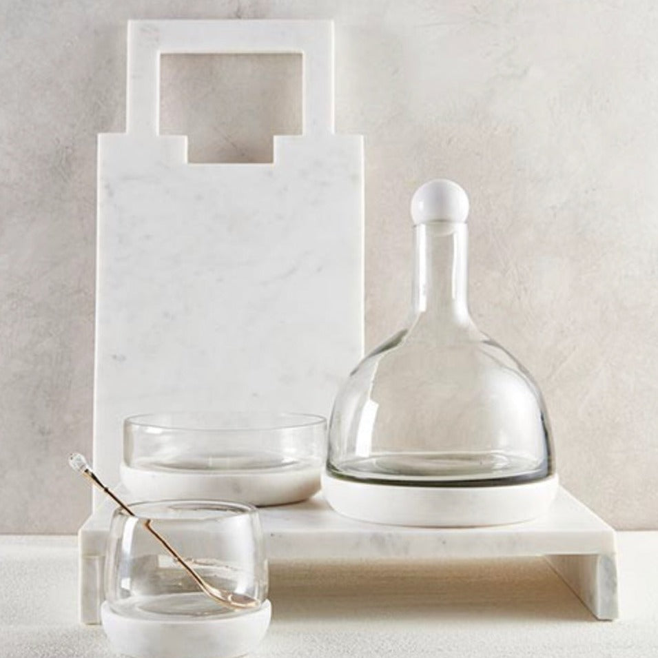 White Marble and Glass Wine Carafe