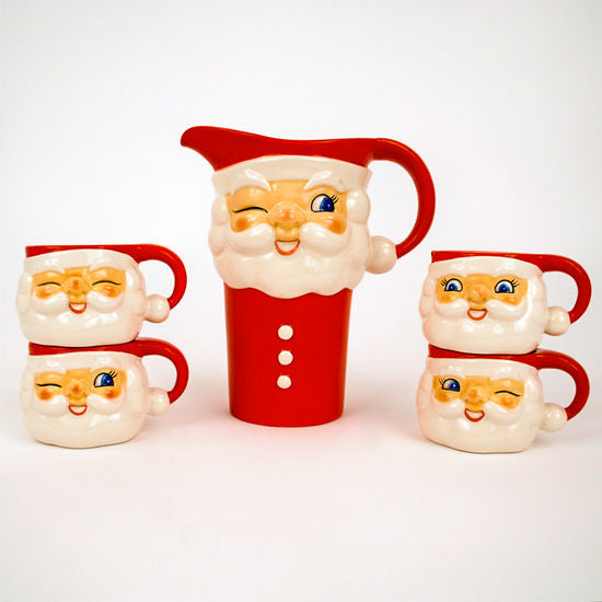 Santa Pitcher and Cups, St/5, Gift Box