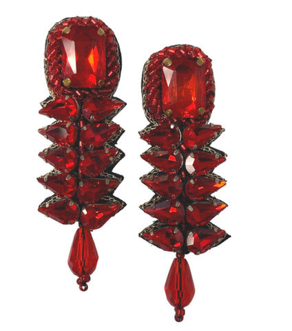 RED JEWEL DROP EARRINGS