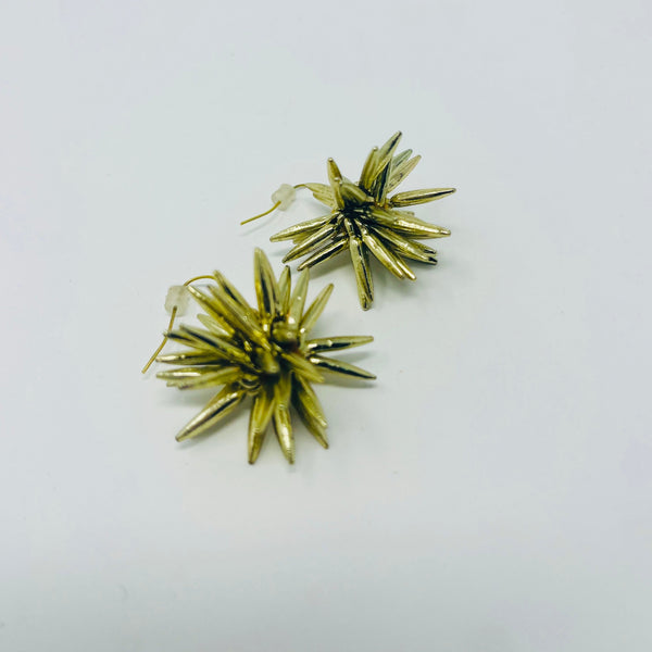Brass Spike Burst Drop Earring